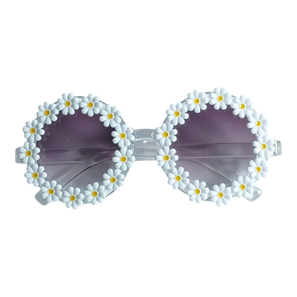 Daisy Frame Kids Sunglasses - Clear Frame with Purple Lenses